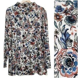 A MTL 1980 Floral Mock Neck Pullover Soft Top Size 1X